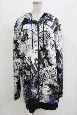 画像1: NieR Clothing / 総柄ZIPパーカー F グレー H-26-09-23-028-PU-TO-AK-ZH (1)