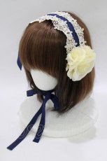 画像1: Innocent World / 華麗な薔薇のヘッドドレス  ブルー×生成 H-26-09-23-079-IW-AC-YZ-ZH (1)