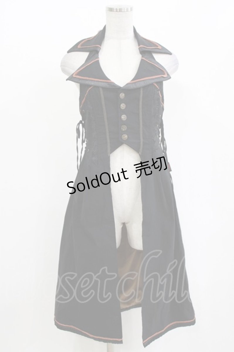 画像1: Ozz Croce / オーバー付きベスト  黒 H-26-09-23-014-OO-TO-AK-ZH (1)