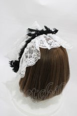 画像2: MARBLE / フリンジリボンレースヘッドドレス  白×黒 H-26-09-24-052-GO-AC-KB-ZH (2)