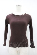 画像1: F&A / スカラップ衿ぐりニットソーロンT Free BROWN H-26-09-25-057-CA-TO-NS-ZH (1)