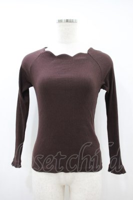 Preview of スカラップ衿ぐりニットソーロンT Free BROWN