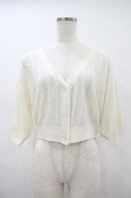 Preview of クリア釦透かし編みカーディガン Free OFFWHITE