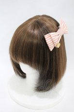 画像1: Angelic Pretty / DollyストライプRibbonバレッタ  ピンク H-26-09-25-010-AP-AC-YZ-ZH (1)