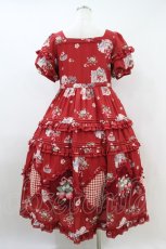 画像2: Little Plum（海外ロリータブランド） / Strawberry Bouquet ワンピース S レッド H-26-09-25-030-LO-OP-NS-ZH (2)