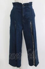 画像1: axes femme / レース切替デニムワイドパンツ M ブルー H-26-09-26-042-AX-PA-NS-ZH (1)
