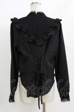 画像3: DearMyLove / レースアップVヨークフリルブラウス 3L ブラック H-26-09-26-051-GO-BL-NS-ZH (3)