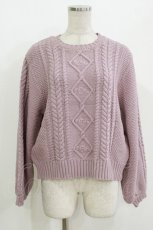 画像1: F&A / 同色ローズ刺繍ケーブルニットプルオーバー Free LAVENDER H-26-09-26-055-CA-TO-NS-ZH (1)