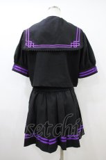 画像2: TRAVAS TOKYO / セーラーチャイナセットアップ L 黒×紫 H-26-09-26-1019-PU-OP-AK-ZH (2)