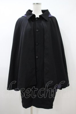 Preview of 中綿・エクソシストケープコート LONG 黒×紫