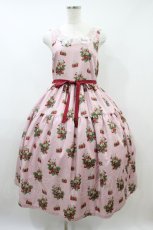 画像1: Melody BasKet / Strawberry timeジャンパースカート M ピンク H-26-09-26-1022-LO-OP-AK-ZH (1)