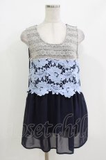 画像1: axes femme / レースシフォン切換タンク M ネイビー/ブルー H-26-09-26-057-AX-TO-NS-ZH (1)