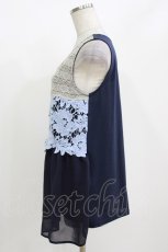 画像2: axes femme / レースシフォン切換タンク M ネイビー/ブルー H-26-09-26-057-AX-TO-NS-ZH (2)