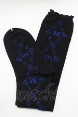 画像1: Moi-meme-Moitie / バラ・ダイヤ柄ハイソックス  ブラック/ブルー H-26-09-26-071-MO-ZA-NS-ZH (1)