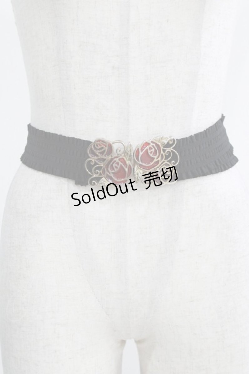 画像1: axes femme / 薔薇バックルゴムベルト Free ブラック/ワイン H-26-09-26-075-AX-ZA-NS-ZH (1)