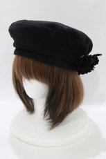 画像1: Mary Magdalene / ローズコサージュ付きベレー  ブラック H-26-09-26-082-CL-AC-NS-ZH (1)