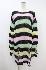 画像1: KILL STAR / Liqorice Knit Sweater M 黒×ピンク×ミント×イエロー H-26-09-27-048-PU-TO-KB-ZH (1)