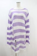 画像1: KILL STAR / Viola Knit Sweater L ホワイト×パープル H-26-09-27-049-PU-TO-KB-ZH (1)