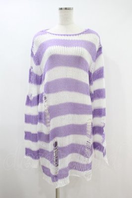 Preview of Viola Knit Sweater L ホワイト×パープル