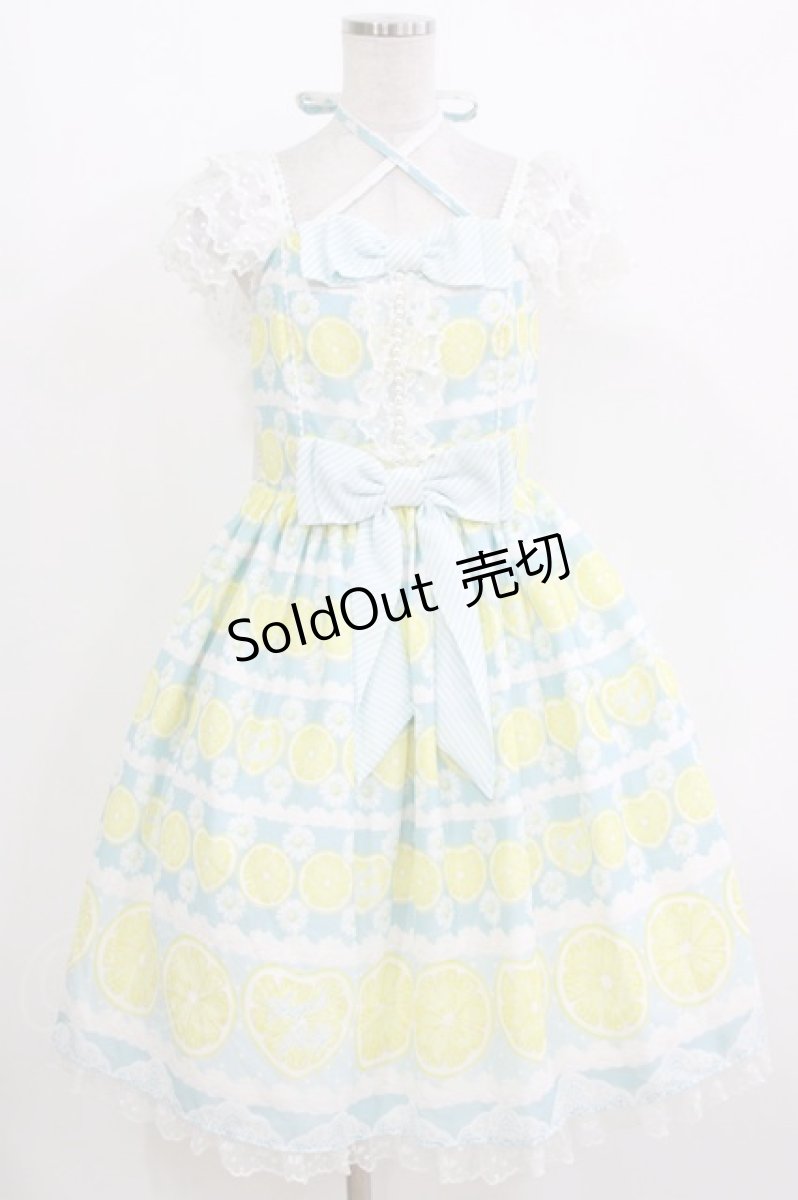 画像1: Angelic Pretty / Lemonade Float肩レースジャンパースカート Free サックス H-26-09-27-1027-AP-OP-NS-ZH (1)
