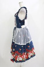 画像2: metamorphose / 【プラスサイズ】Apple Bunnyペプラムジャンパースカート プラスサイズ ブルー H-26-09-27-1032-ME-OP-NS-ZH (2)