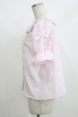 画像2: Chalmiere / トーションレース丸襟半袖ブラウス M ピンク H-26-09-27-1062-AX-BL-NS-ZH (2)