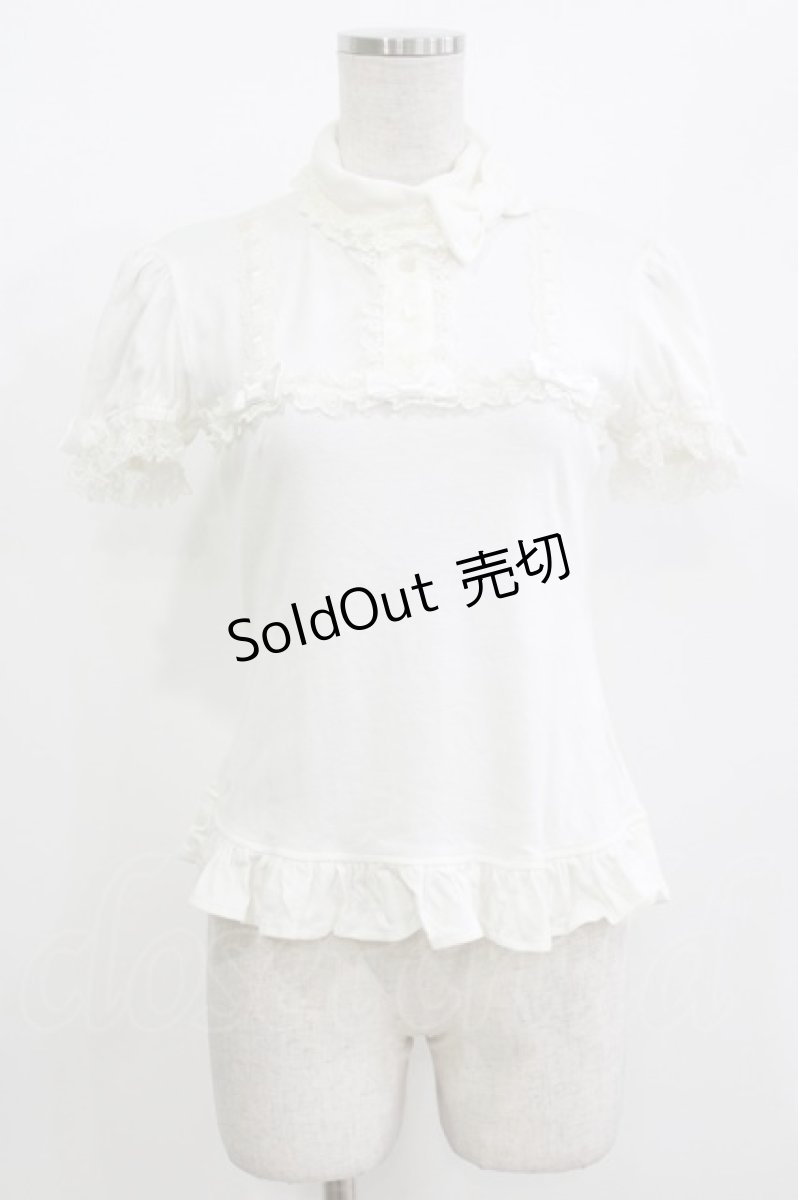 画像1: Angelic Pretty / 胸元切替半袖タートルカットソー Free 白 H-26-09-27-1063-AP-TO-NS-ZH (1)