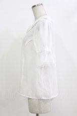 画像2: Chalmiere / ジャボ付き半袖ブラウス M 白 H-26-09-27-1069-AX-BL-NS-ZH (2)