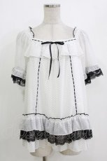 画像1: axes femme / ドットプリントフレアブラウス Free 白 H-26-09-27-1070-AX-BL-NS-ZH (1)