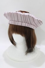 画像1: axes femme / ストライプ×リボンベレー 頭周り60cm/高さ4.5cm ピンク H-26-09-27-1080-AX-AC-NS-ZH (1)