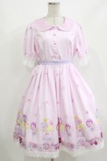 画像1: Chalmiere / パンジーカップケーキ柄ワンピース M ピンク H-26-09-27-1022-AX-AC-NS-ZH (1)