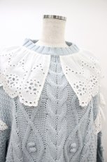 画像3: Candy Stripper / LACE COLLAR CABLE KNITワンピース Free サックス H-26-09-28-037-PU-OP-KB-ZH (3)