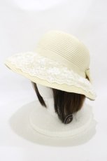 画像1: m petit by misako / リボンレースハット  白 H-26-09-28-1001-LO-AC-SA-ZH (1)