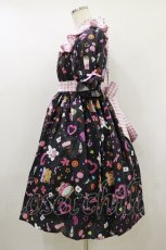 画像3: axes femme kawaii / ハッピーバカンス柄ワンピース M ブラック H-26-09-28-1057-AX-OP-YZ-ZH (3)