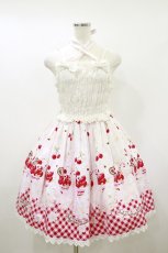 画像1: BABY,THE STARS SHINE BRIGHT / 初夏でショコラなイチゴパフェシャーリングジャンパースカート Free 白 H-26-09-28-1064-BA-OP-NS-ZH (1)