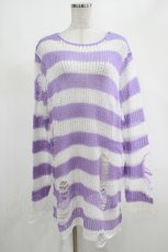 画像1: KILL STAR / Viola Knit Sweater M ホワイト×パープル H-26-09-28-1077-SL-TO-KB-ZH (1)