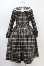 画像2: Melody BasKet / リボンとレースカラーのタータンチェックワンピース M ブラウン H-26-09-28-1081-LO-OP-KB-ZH (2)