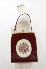 画像1: an another angelus / カメオローズ刺繍スクエアがま口バッグ 高さ26.5cm幅24cmマチ6.5cm持ち手41cm BORDEAUX H-26-09-28-1028-CA-BG-NS-ZH (1)