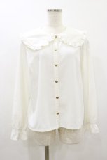 画像1: axes femme POETIQUE / ハート釦丸襟ブラウス M 白 H-26-09-28-1033-AX-BL-NS-ZH (1)