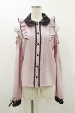 画像1: DearMyLove / レース重ねオフショルフリルブラウス M ピンク H-26-09-28-1038-EL-BL-YZ-ZH (1)