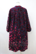 画像2: Jane Marple / Winter ribbonsスモッキングドレス Free ネイビー×ワインレッド H-26-09-28-016-JM-OP-KB-ZH (2)