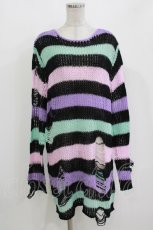 画像1: KILL STAR / Pastel Punk Knit Sweater M 黒×ピンク×パープル×ミント H-26-09-29-026-PU-TO-KB-ZH (1)