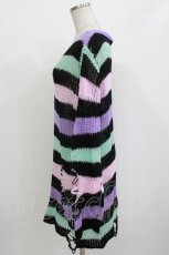 画像2: KILL STAR / Pastel Punk Knit Sweater M 黒×ピンク×パープル×ミント H-26-09-29-027-PU-TO-KB-ZH (2)