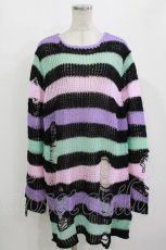 画像1: KILL STAR / Pastel Punk Knit Sweater L 黒×ピンク×パープル×ミント H-26-09-29-028-PU-TO-KB-ZH (1)