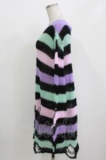 画像2: KILL STAR / Pastel Punk Knit Sweater L 黒×ピンク×パープル×ミント H-26-09-29-028-PU-TO-KB-ZH (2)