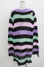 画像3: KILL STAR / Pastel Punk Knit Sweater L 黒×ピンク×パープル×ミント H-26-09-29-028-PU-TO-KB-ZH (3)