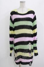 画像1: KILL STAR / Liqorice Knit Sweater S 黒×ピンク×ミント×イエロー H-26-09-29-029-PU-TO-KB-ZH (1)