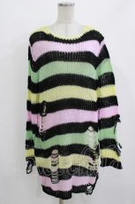 画像1: KILL STAR / Liqorice Knit Sweater S 黒×ピンク×ミント×イエロー H-26-09-29-030-PU-TO-KB-ZH (1)
