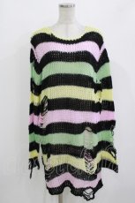 画像1: KILL STAR / Liqorice Knit Sweater M 黒×ピンク×ミント×イエロー H-26-09-29-031-PU-TO-KB-ZH (1)