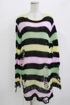 Preview of Liqorice Knit Sweater M 黒×ピンク×ミント×イエロー